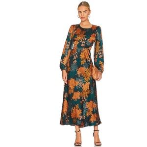 ASTR THE LABEL Quinn midi dress in green and rust
